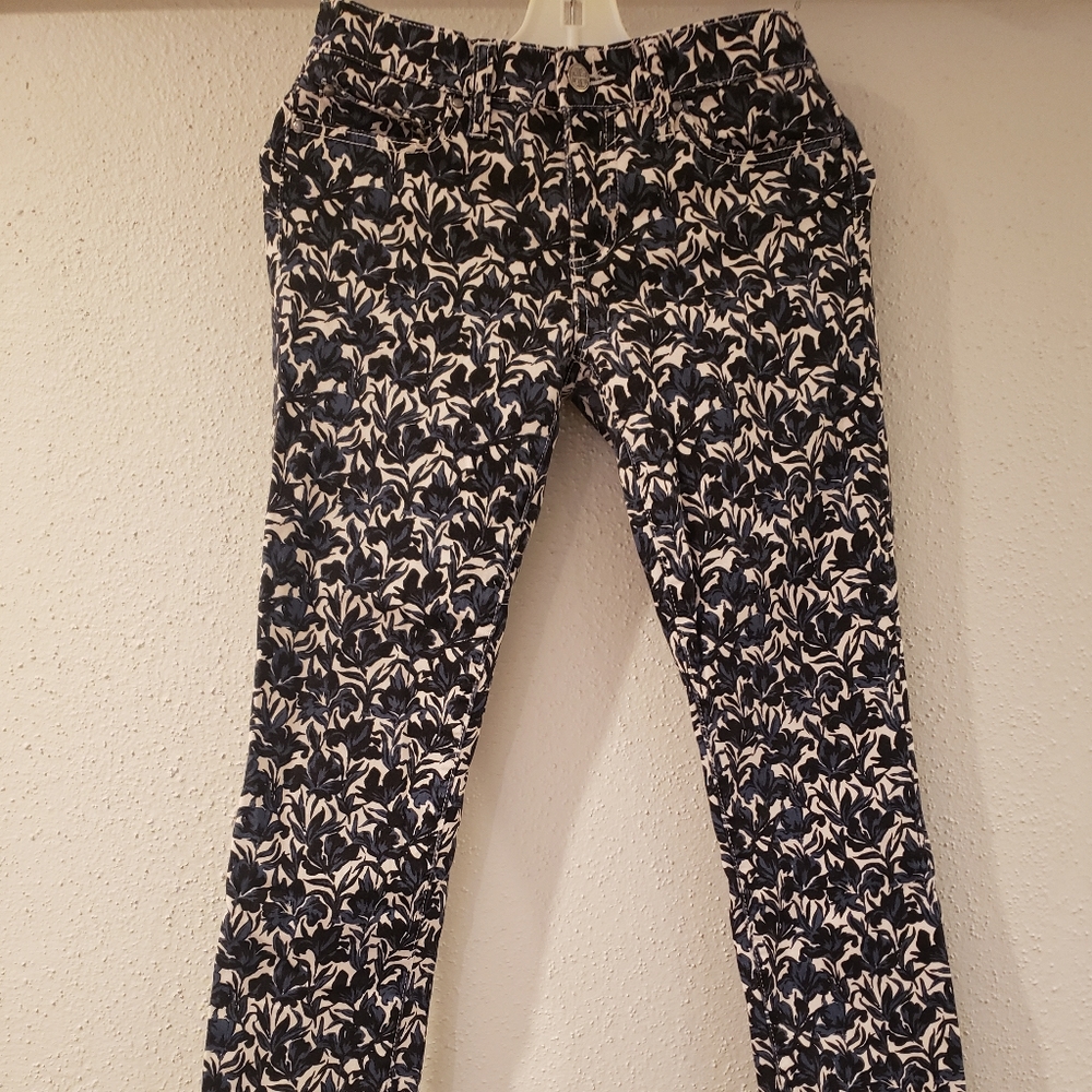 Tory Burch floral print denim long pants